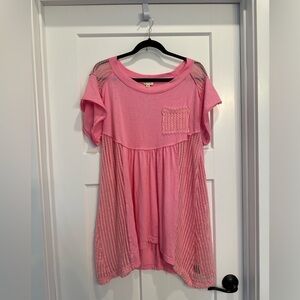 Pink Short Sleeve Knit Top